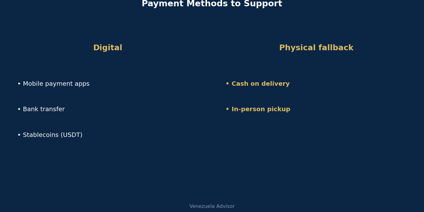 Payment methods to support