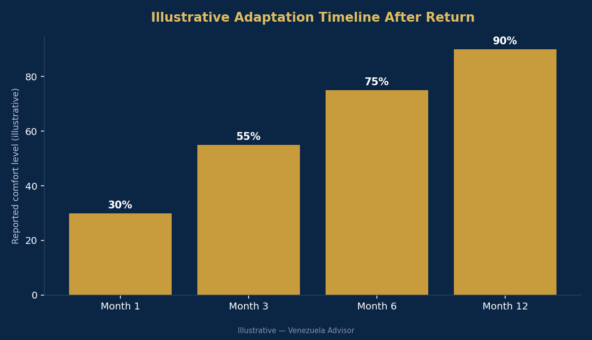 Illustrative adaptation timeline after return