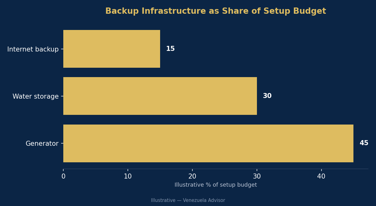 Backup infrastructure as share of setup budget