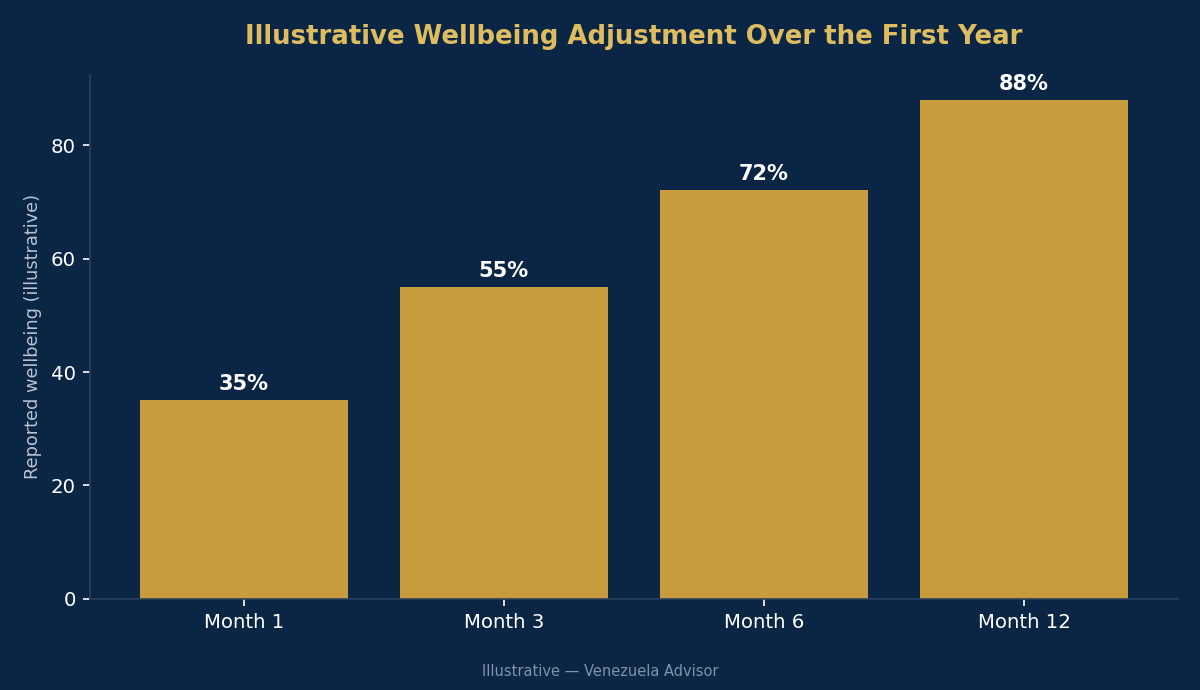 Illustrative wellbeing adjustment over the first year