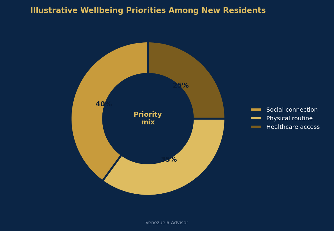 Illustrative wellbeing priorities among new residents