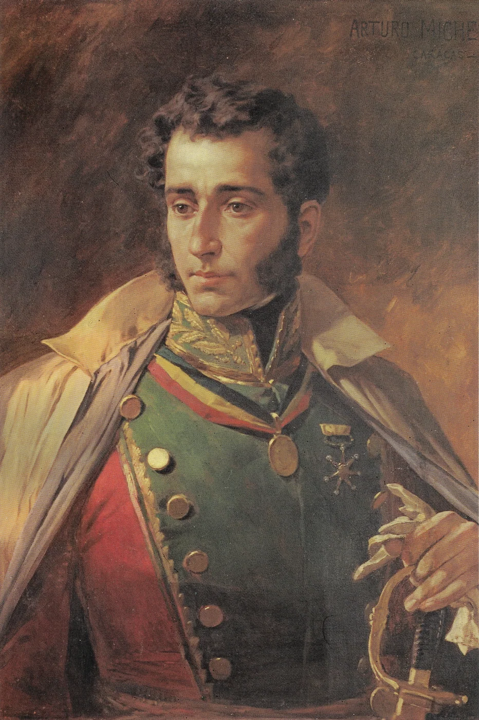 Portrait of Antonio José de Sucre by Arturo Michelena, displayed in La Paz