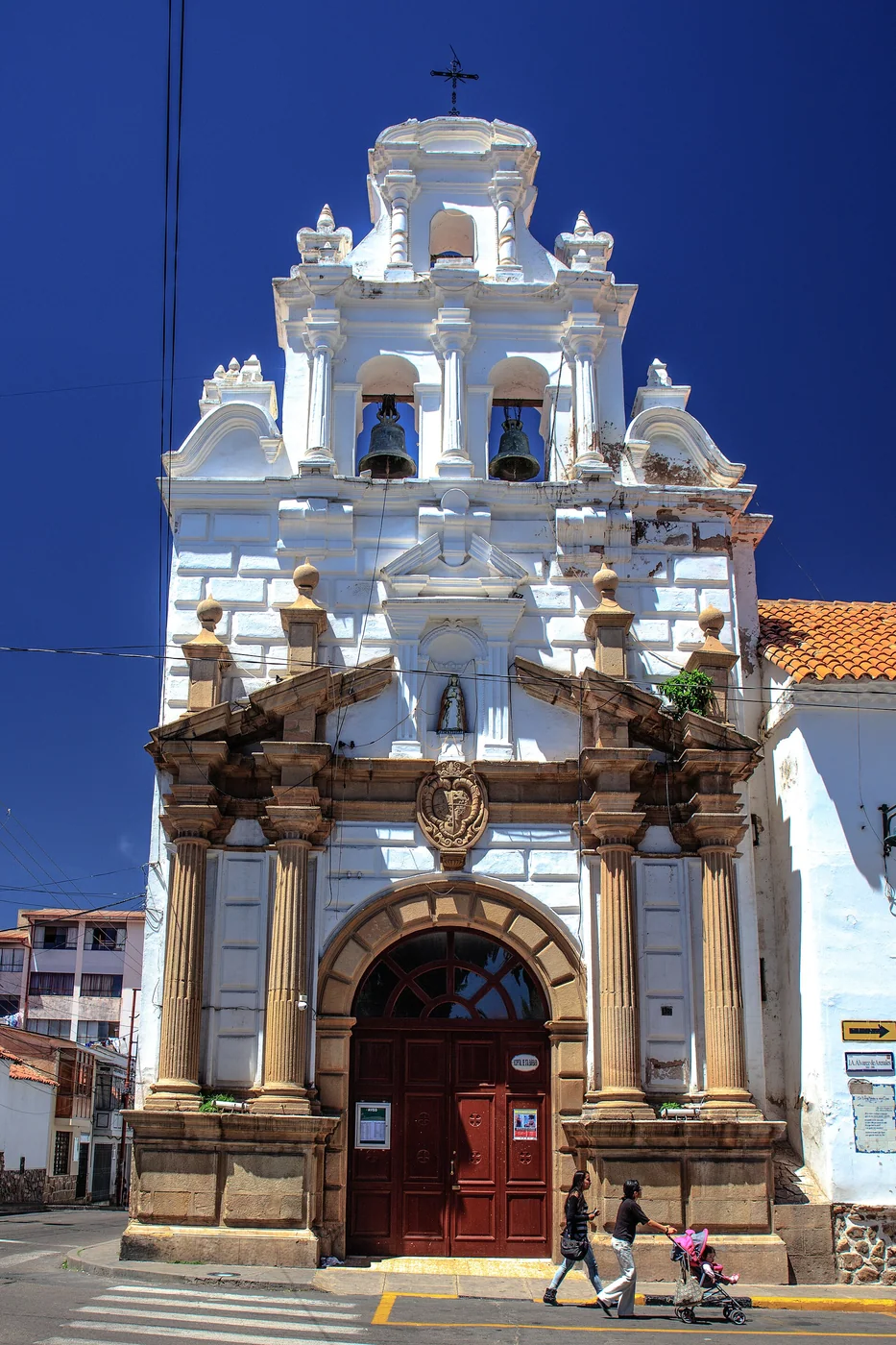 Street and historic architecture in Sucre, Bolivia