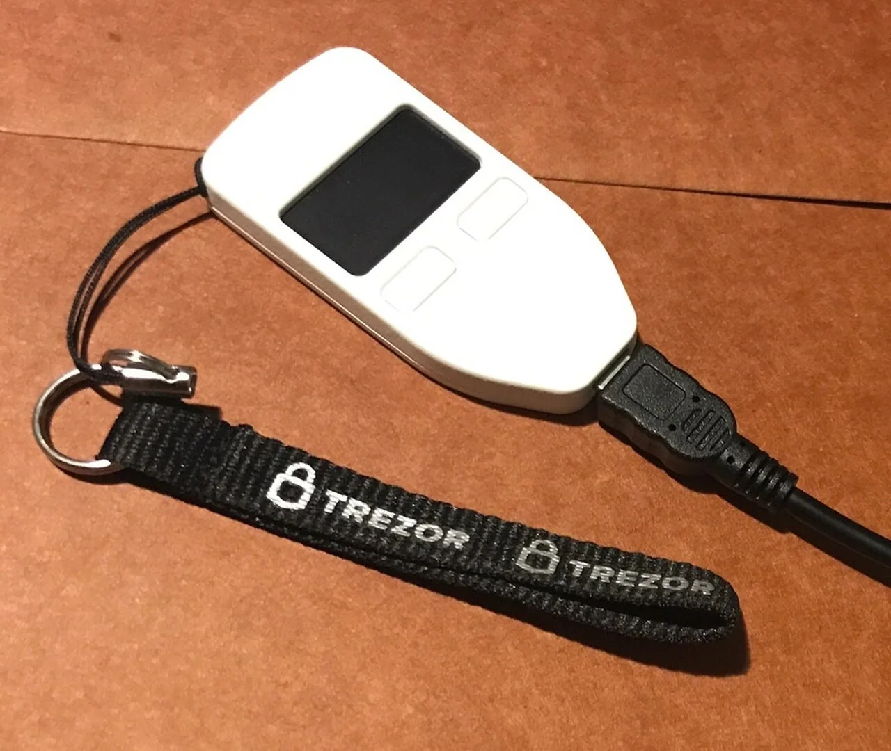 A Trezor hardware wallet is a documented self-custody device relevant to evaluating custody controls and intermediaries.