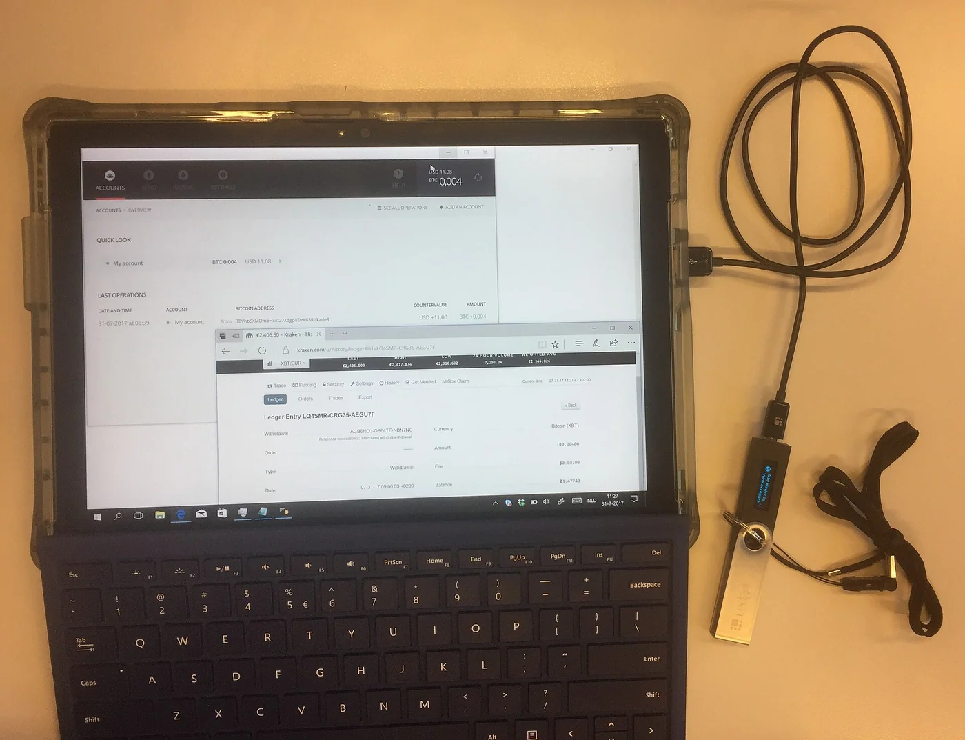 A documented Bitcoin exchange-to-hardware-wallet transfer illustrates a traceable wallet hand-off
