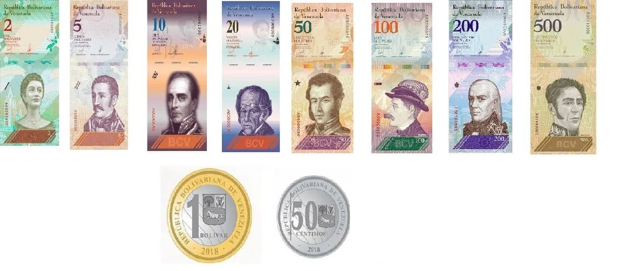 Venezuela’s bolívar soberano monetary series introduced in 2018, shown as local-currency context for dollar-pegged digital balances.