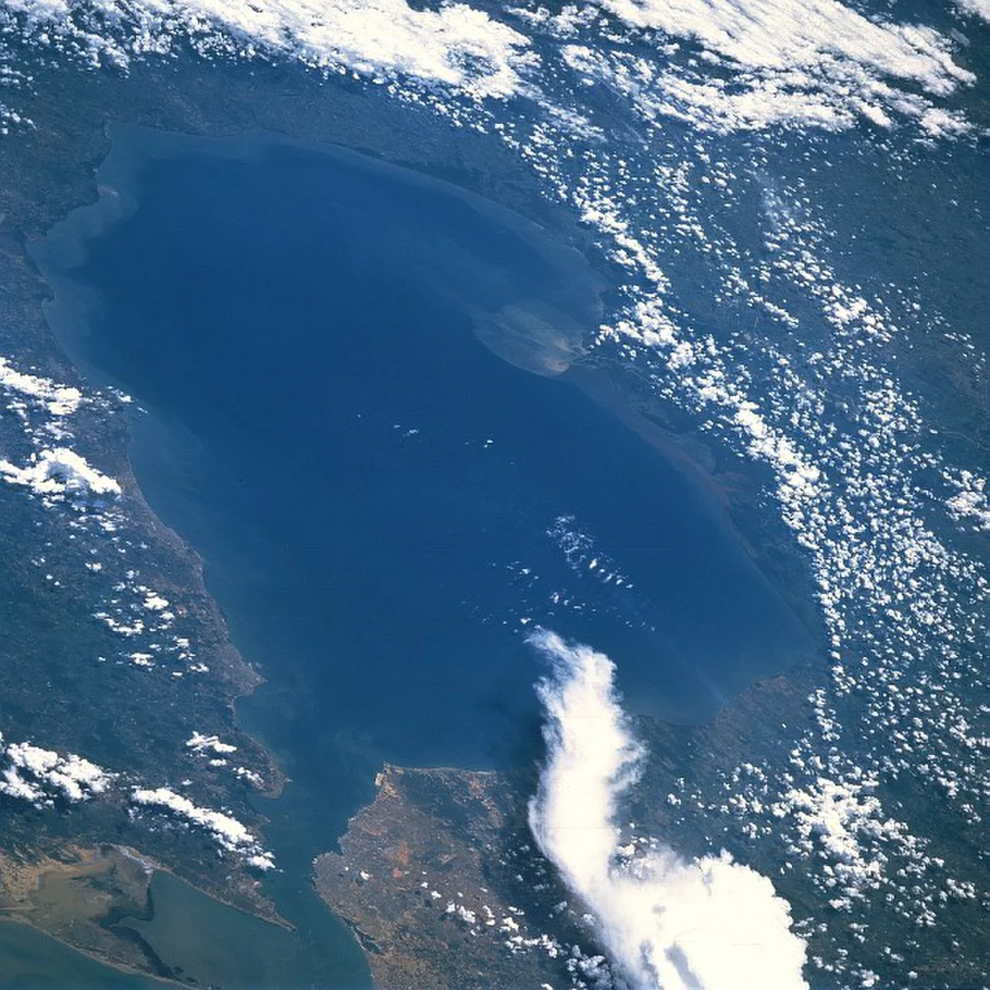 Lake Maracaibo, Venezuela, photographed from the Space Shuttle Challenger.
