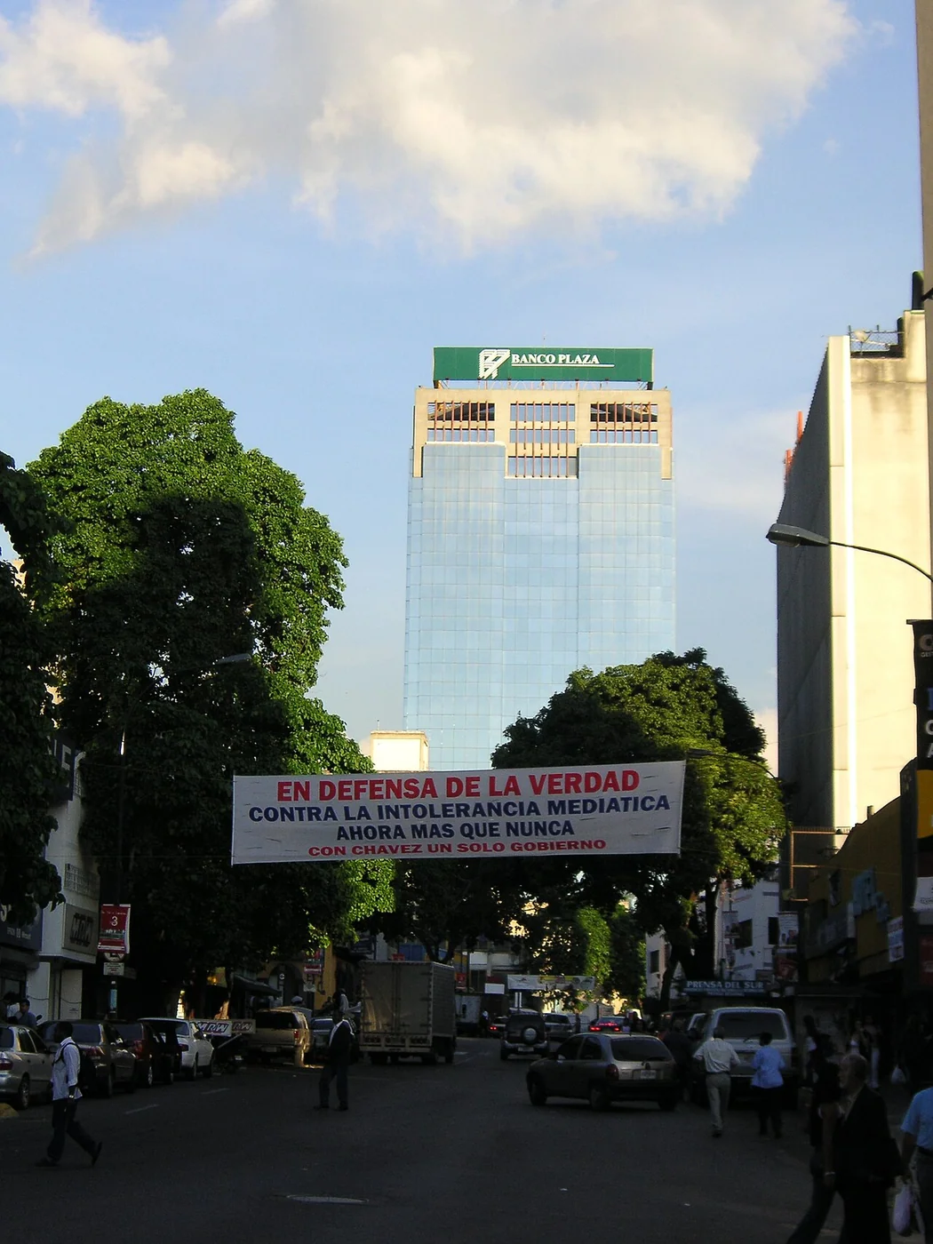 Banco Plaza’s Caracas building is relevant local context for written payment arrangements and banking diligence.