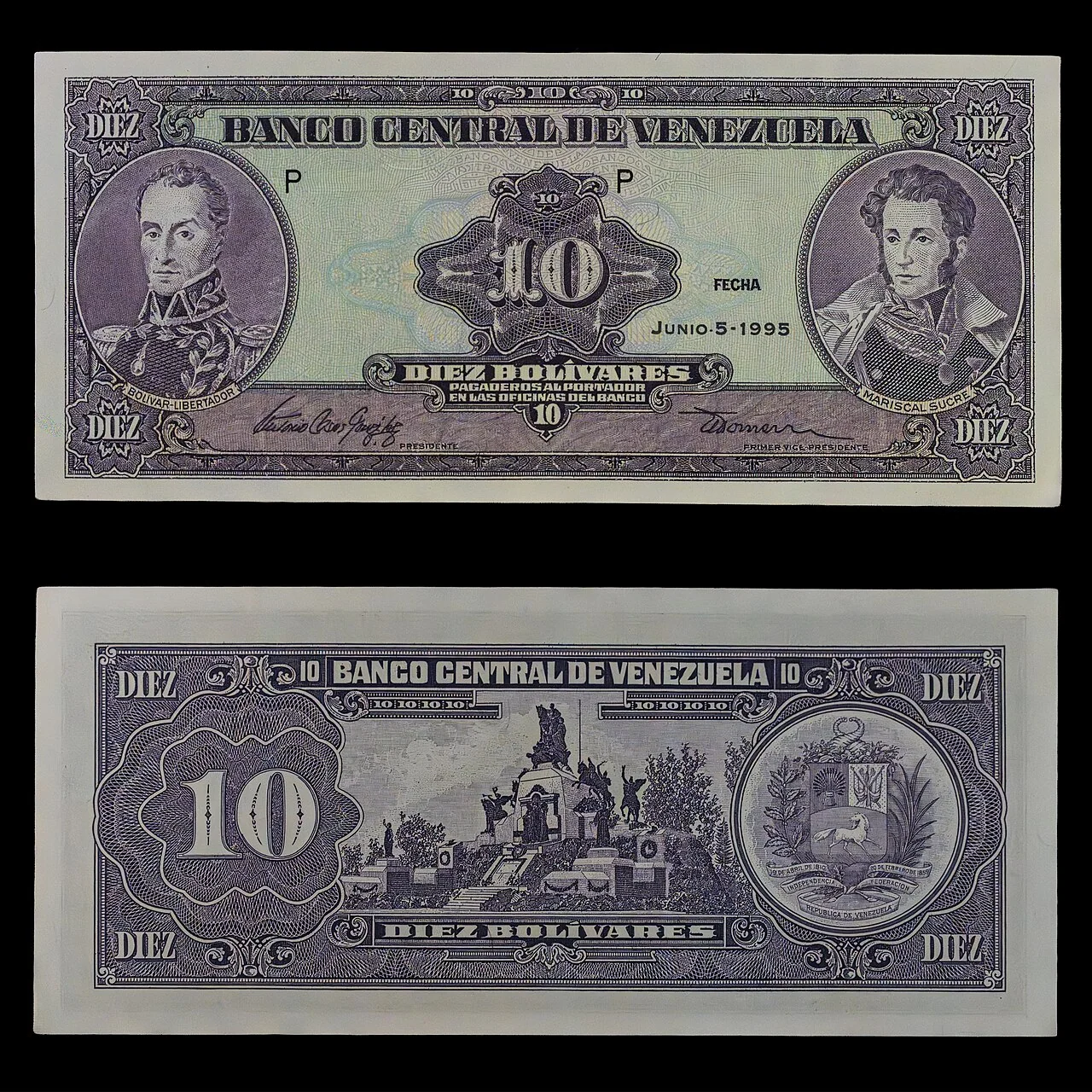 A Venezuelan ten-bolívar banknote makes the formal-salary profile’s exposure to bolívar purchasing power visible.