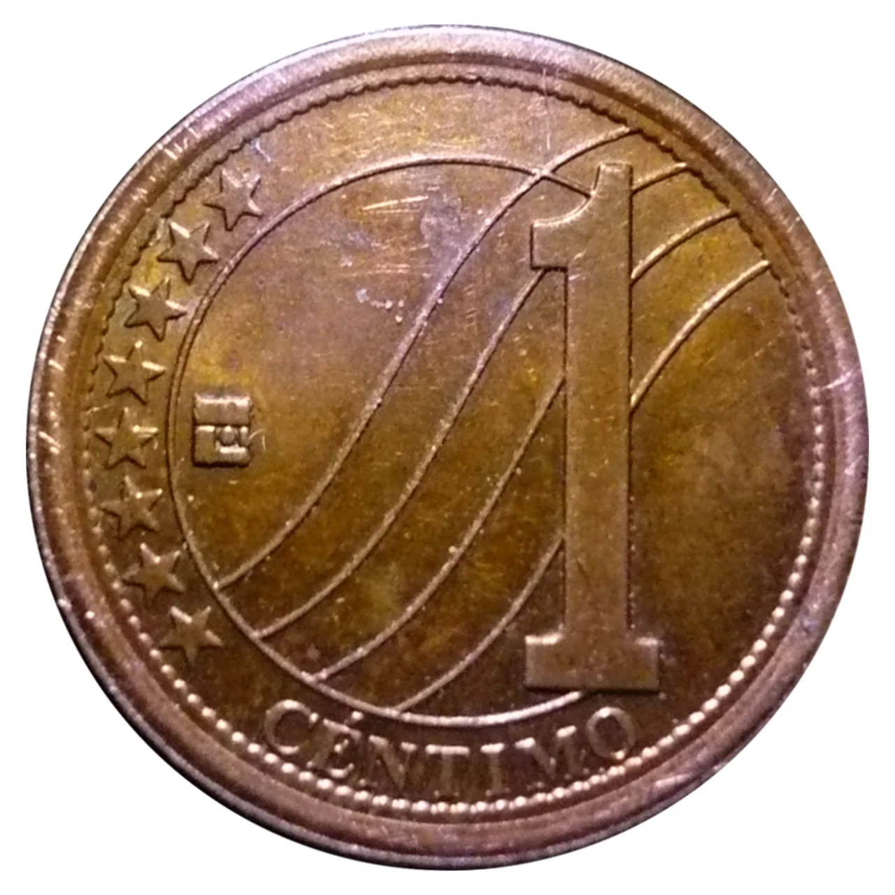 A 2009 one-cent bolívar coin is a precise visual reference for the glossary’s currency terminology.