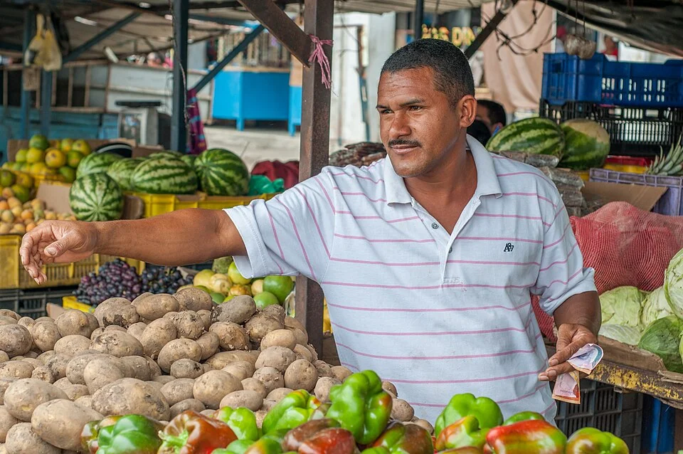 Vegetable seller in Maracaibo, Zulia state, Venezuela.