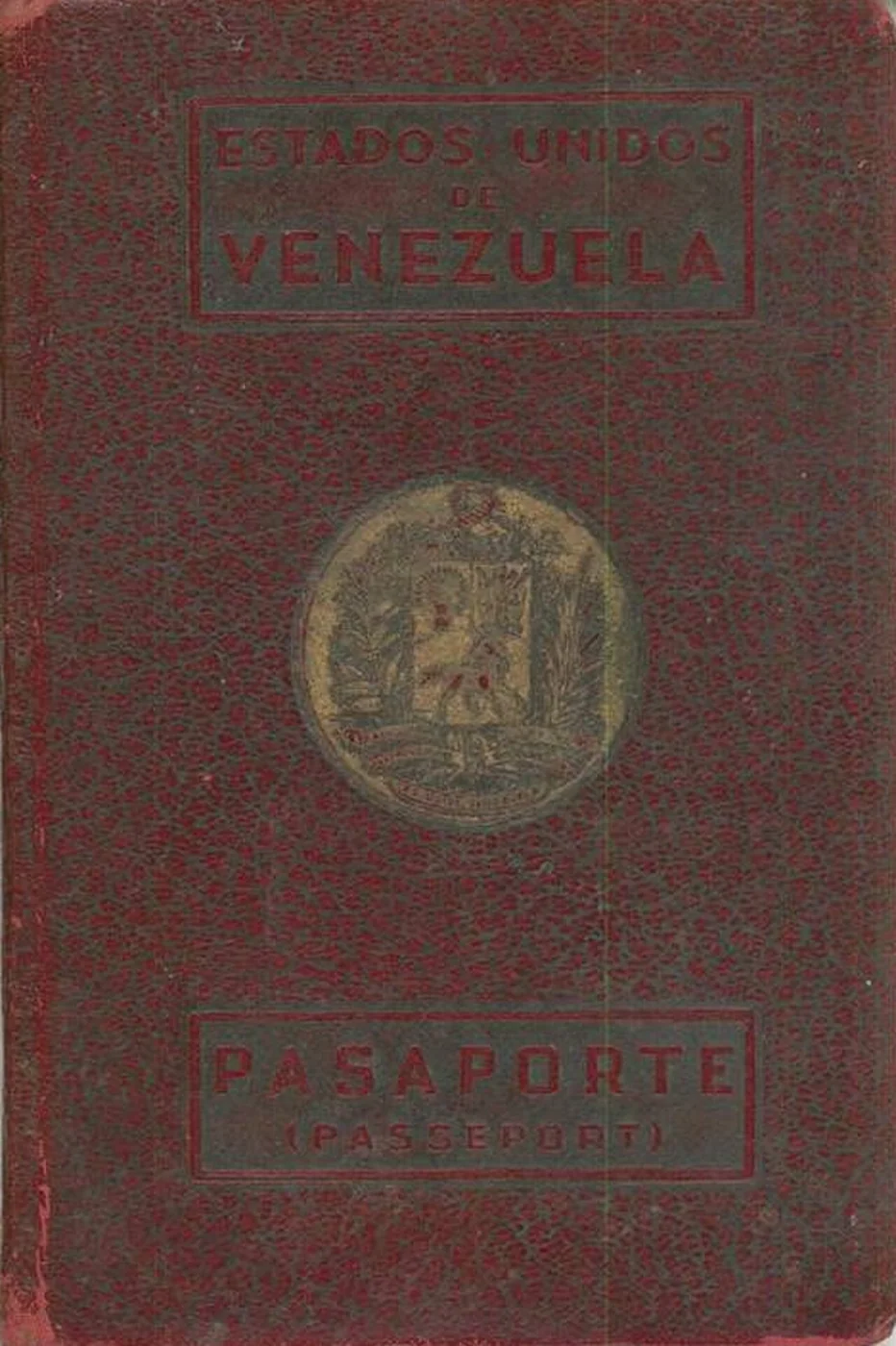 A 1946 passport from the United States of Venezuela.