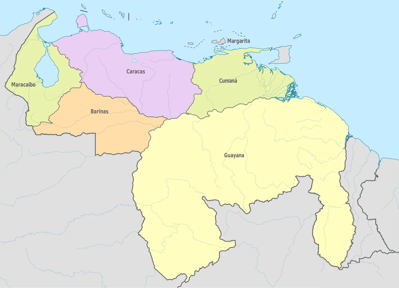 Map of Venezuela in 1810