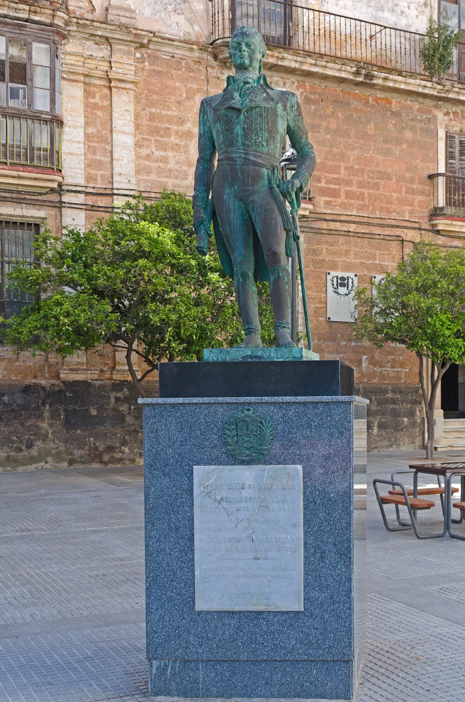 Second view of the Francisco de Miranda monument in Cádiz