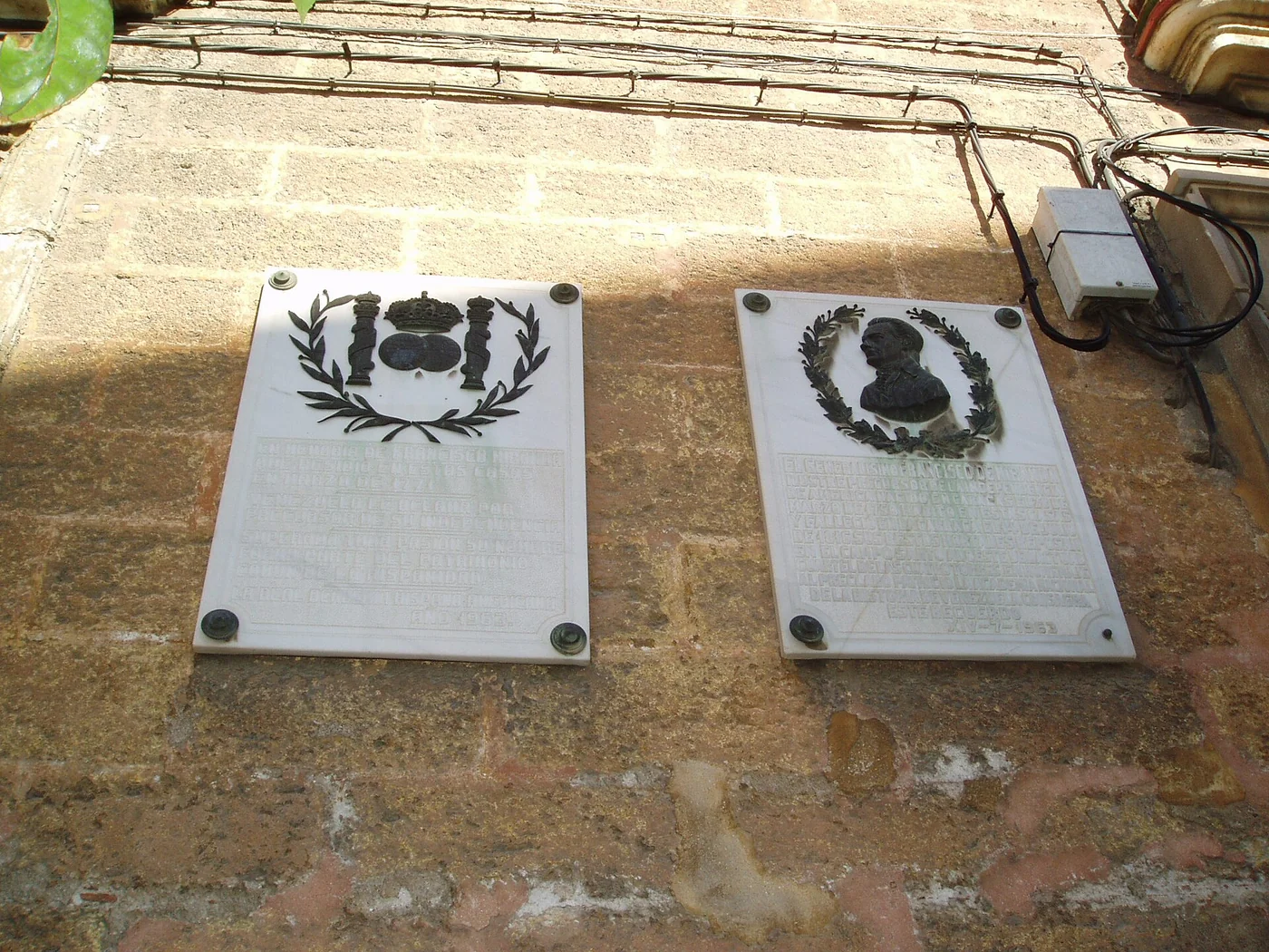 Miranda memorial plaques in Cádiz