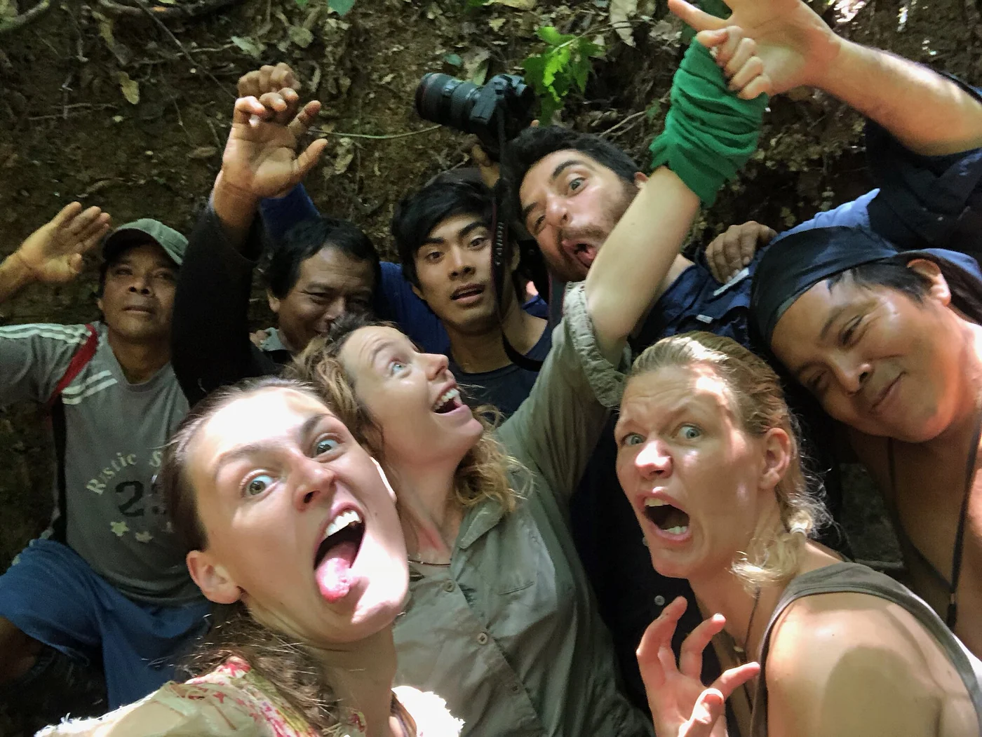 Expedition team at the source of the Sipu, one of the Essequibo’s headwater streams; this is a geographic field image, not a sovereignty marker.