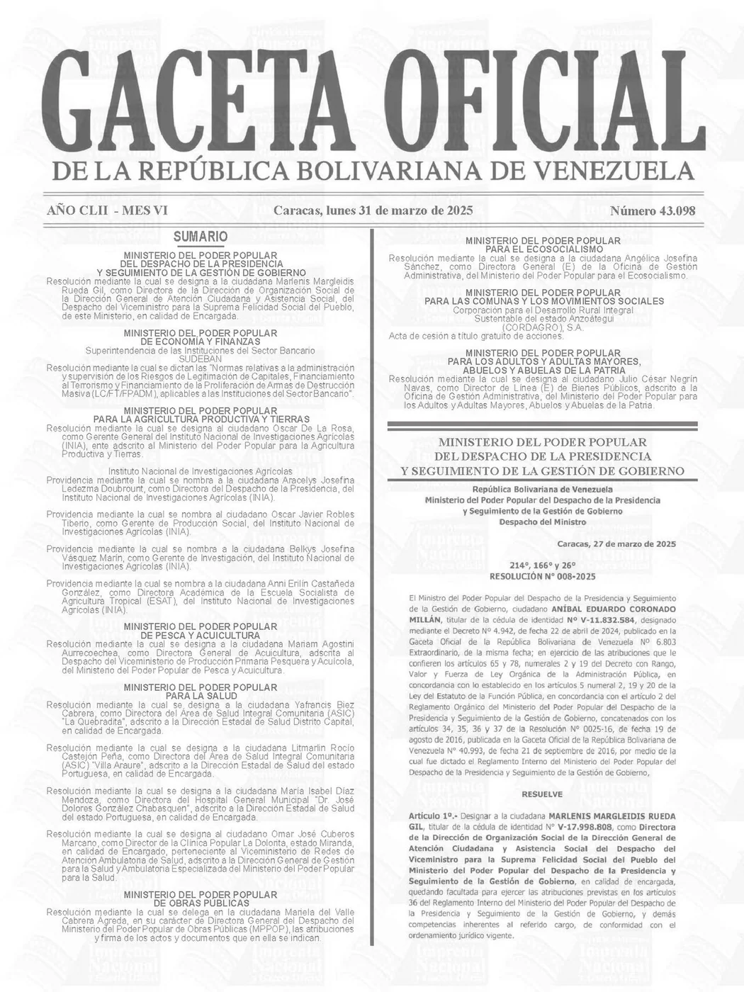 2025-03-31 Gaceta Oficial de Venezuela