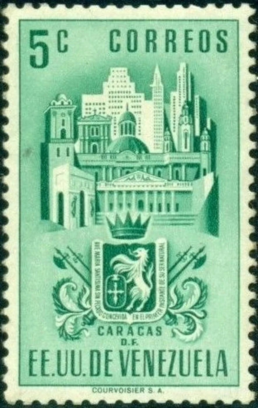 1951 Venezuelan postage stamp with Caracas arms