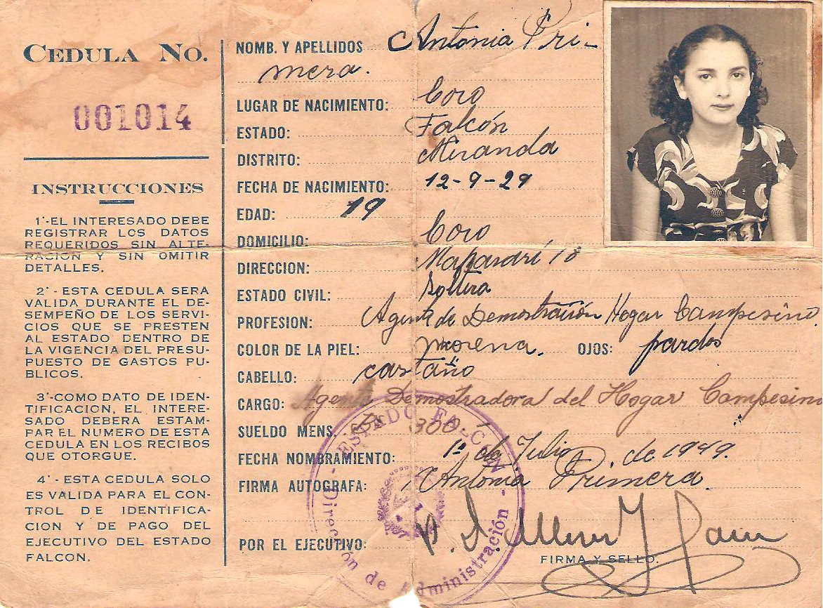 Historical Venezuelan cédula from 1949