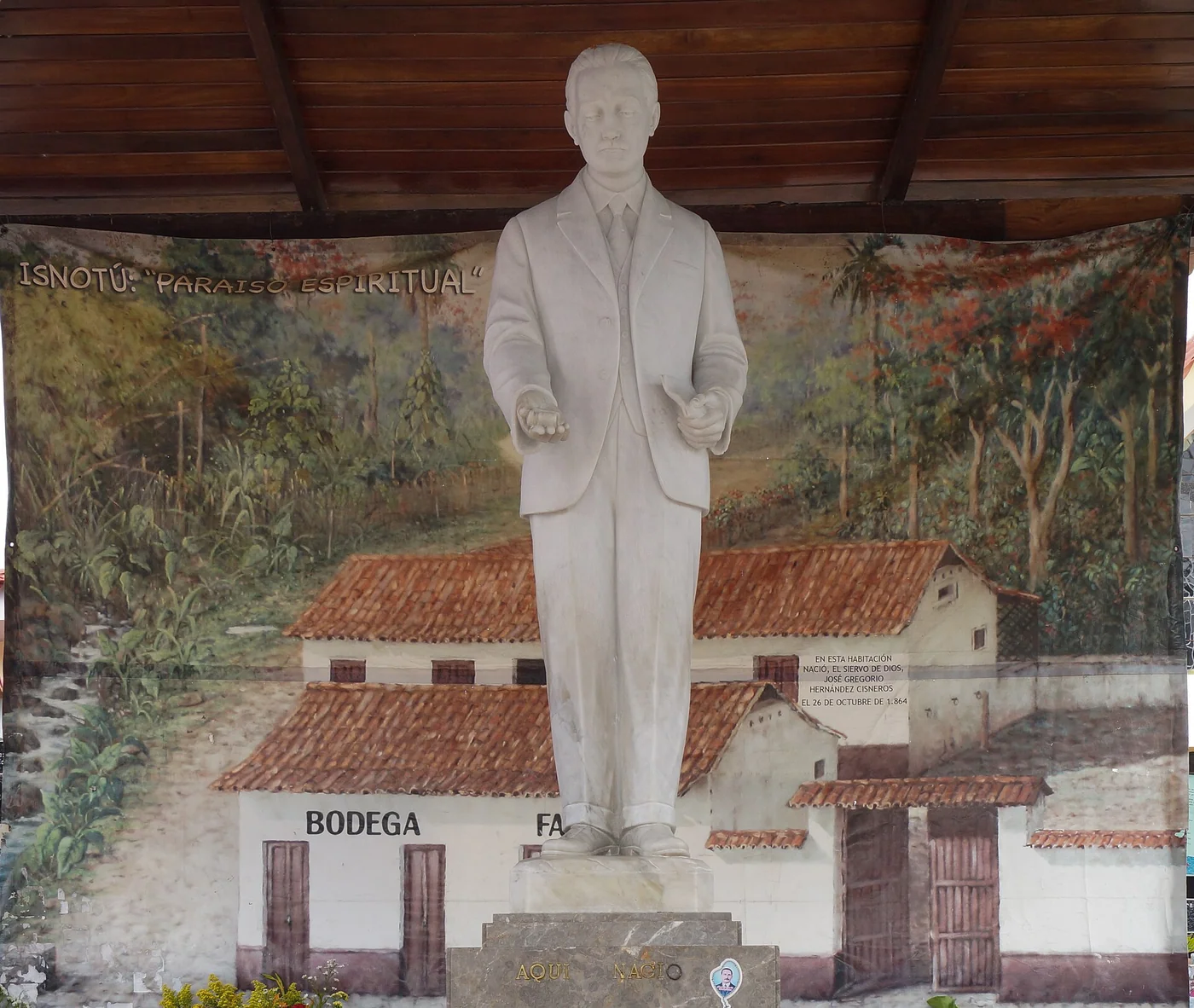 Statue of José Gregorio Hernández at the site of his former home in Isnotú, Trujillo.