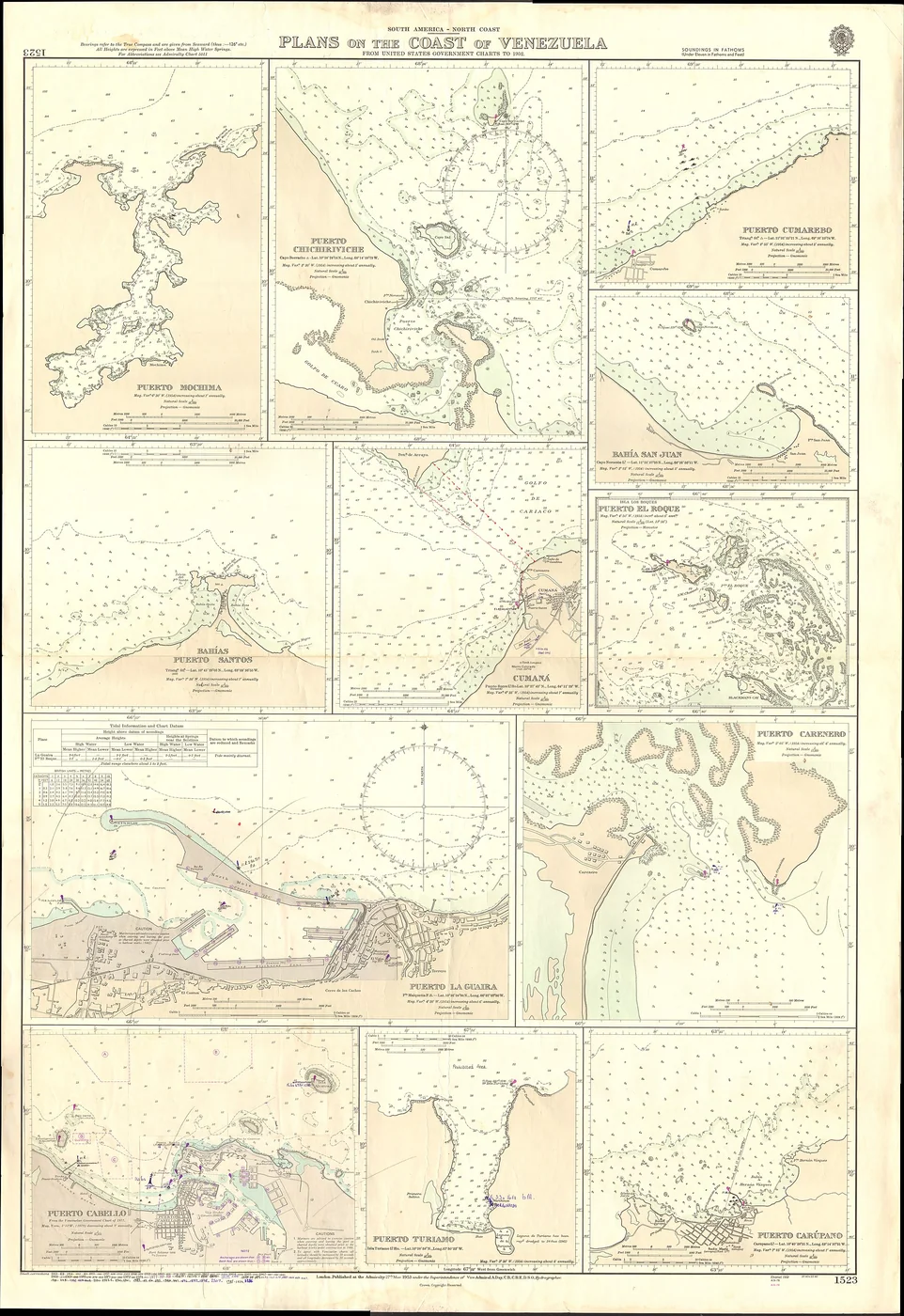 Admiralty Chart No 1523 Plans on the Coast of Venezuela, Published 1953.jpg