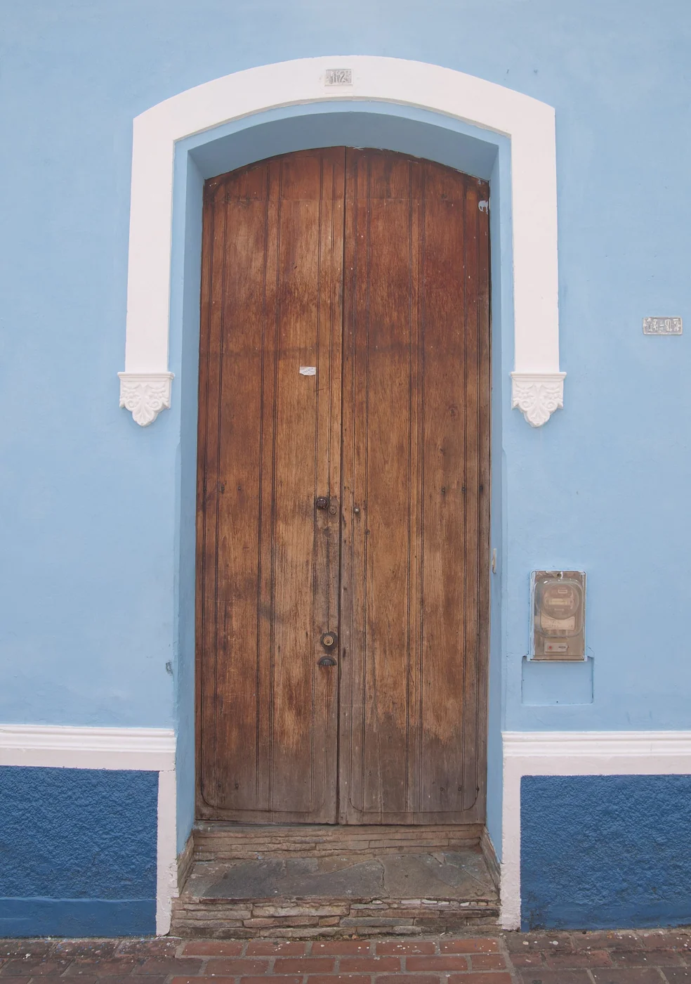 Blue colonial doorway in Pampatar, Margarita Island, Venezuela.