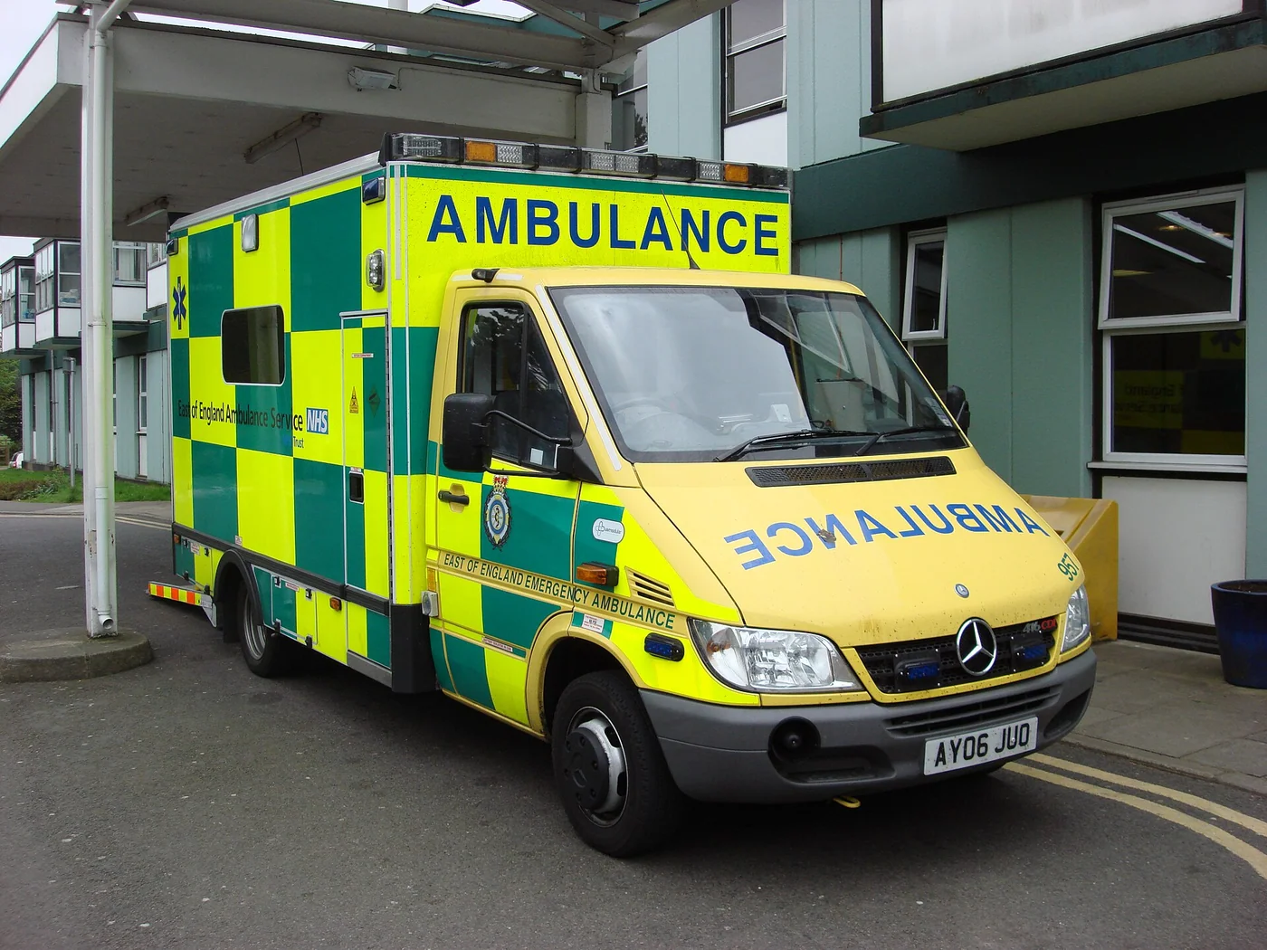 East of England emergency ambulance at West Suffolk Hospital