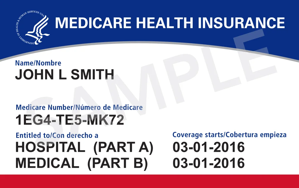 Sample United States Medicare card used only as an illustrative insurance document