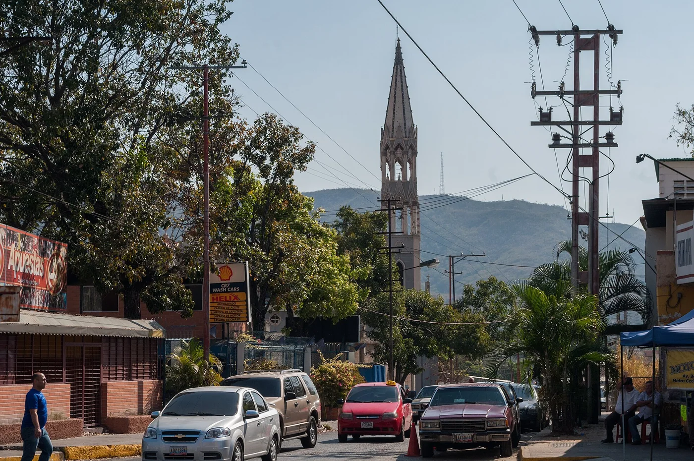 Navas Spinola East Street in Valencia city, Venezuela. Picture taken from Bolívar Avenue by Metro Cedeño Station North. San José Parish