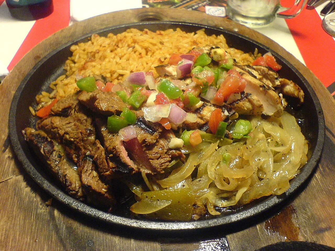 Beef and chicken fajitas served at a restaurant in the Altamira neighborhood of Caracas