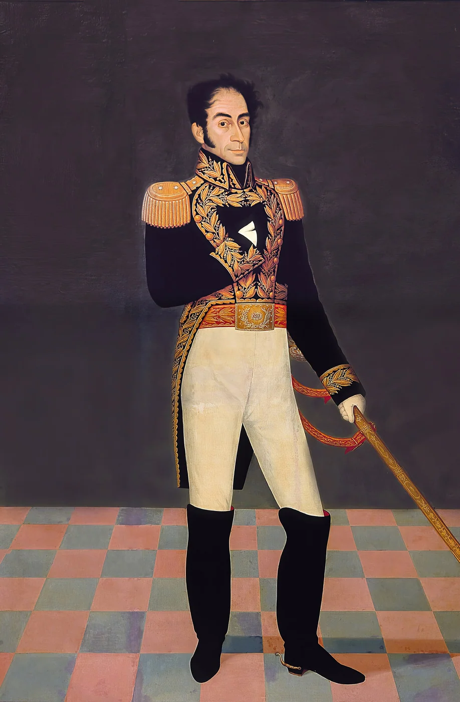 Portrait of Simón Bolívar (1783-1830) Caption : Al Señor General Sir Robert Wilson: Retrato mío hecho en Lima con la más grande exactitud y semejanza. BOLIVAR.