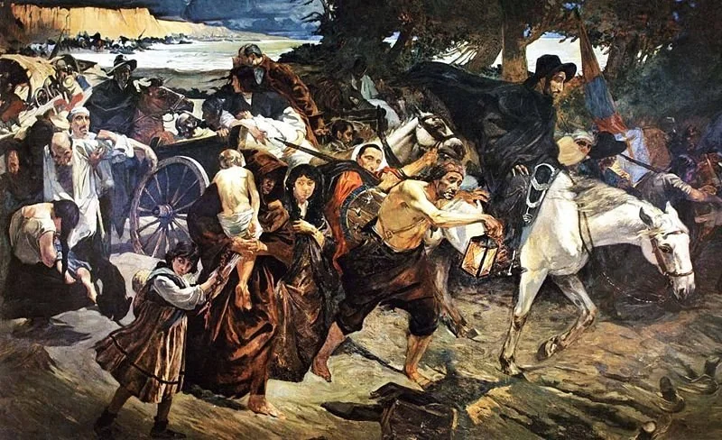 Historical artwork identified on Commons as the Exodus of Caracas in 1814; artist not stated on the file page.