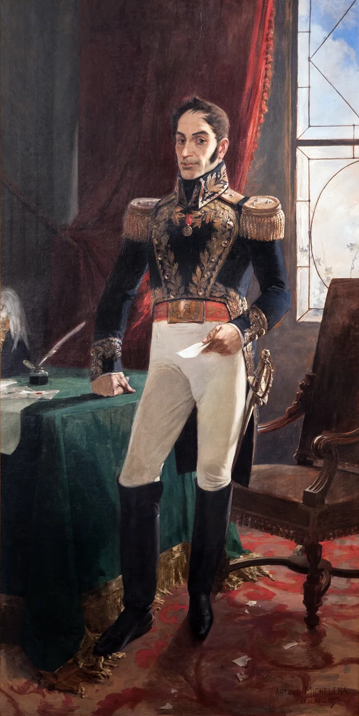 Arturo Michelena’s 1895 portrait of Bolívar in campaign dress.