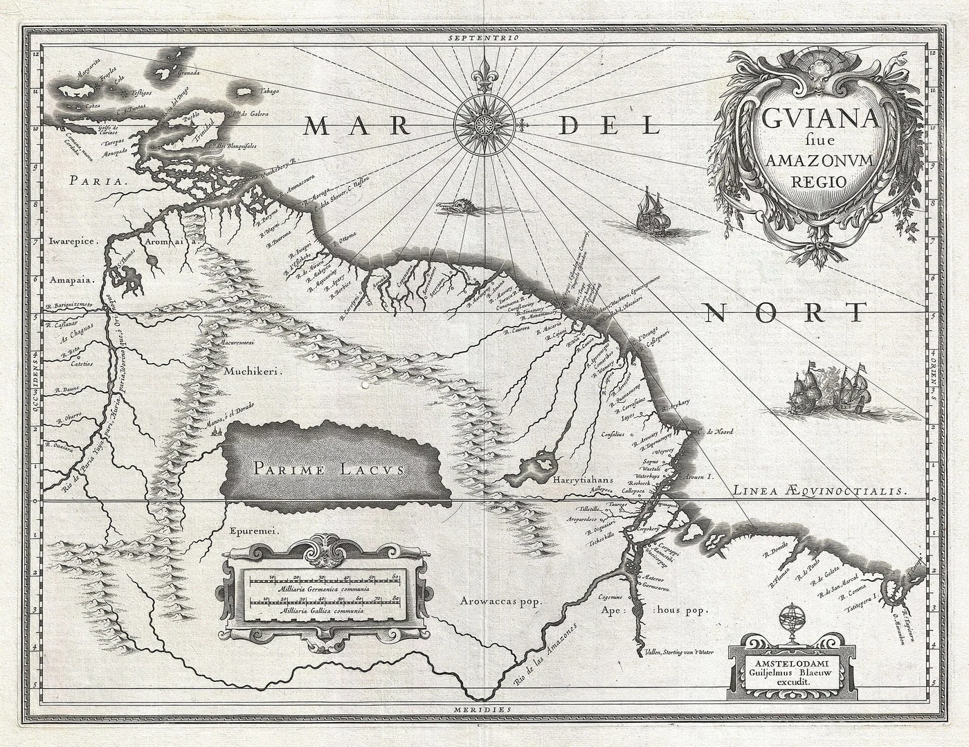 This 1635 public-domain map includes Margarita and the Venezuelan coast; it is historical context, not a current zone-boundary map.