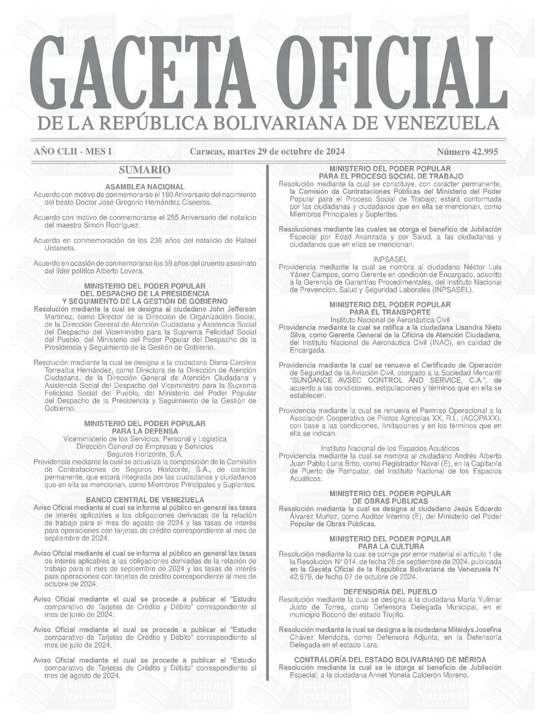 2024-10-29 Gaceta Oficial de Venezuela