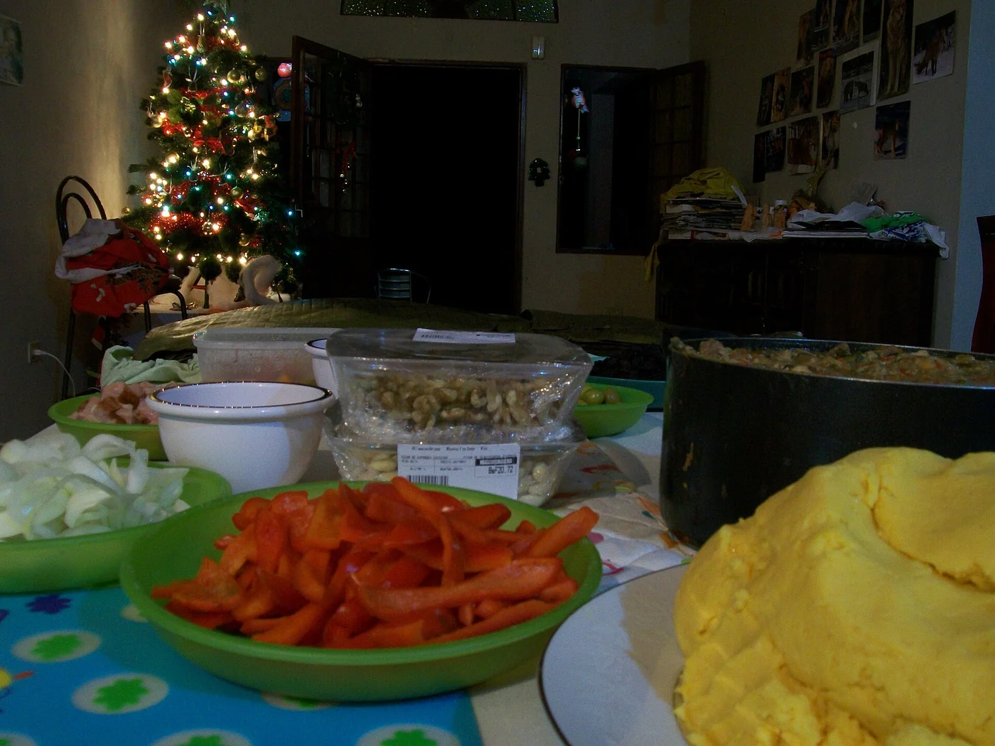Ingredients arranged for making hallacas in Maracay, Venezuela.