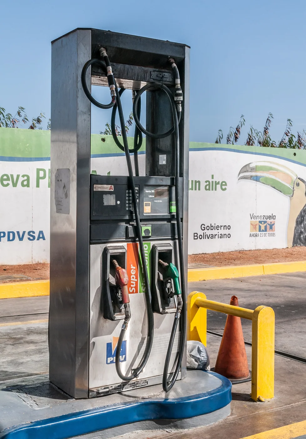 PDVSA fuel pump at a service station on Margarita Island, Venezuela.