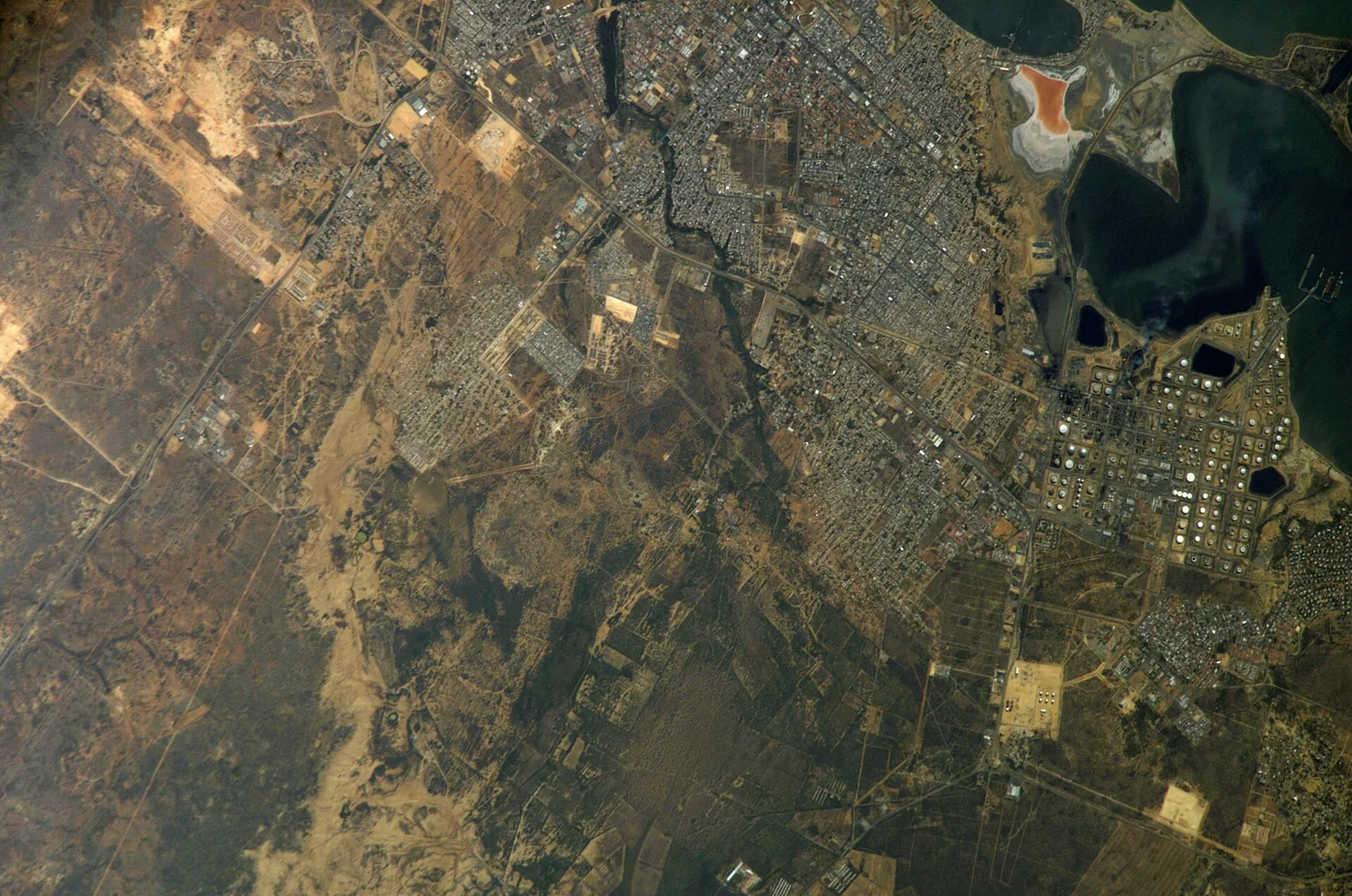 Satellite view of Venezuela photographed from the International Space Station.