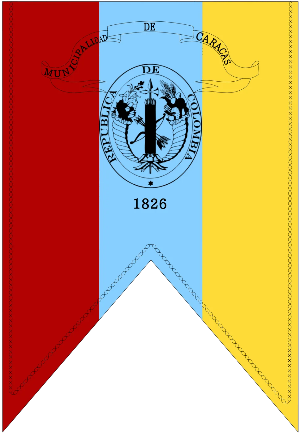 Historical flag of the Municipality of Caracas from 1826.