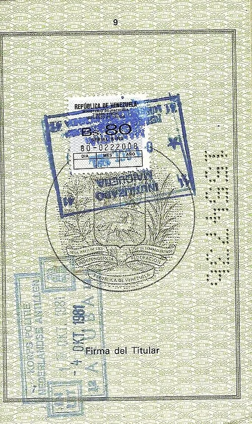 Distinct stamped Venezuelan passport page used here as a visual reminder that a representative’s file should preserve the relevant paper trail.