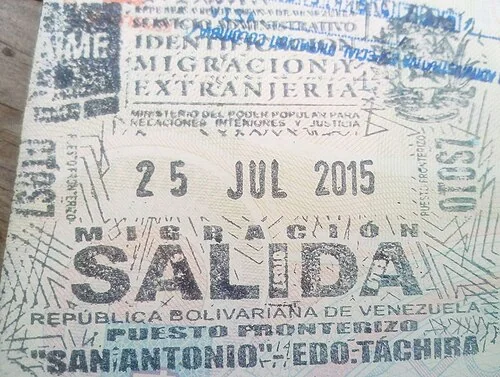Venezuelan entry/exit stamp dated July 2015, a concrete example of why old travel records should be read in context.