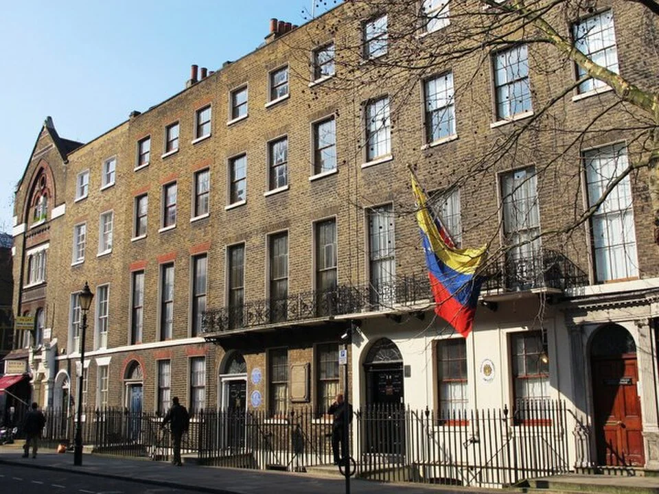 Exterior of the Venezuelan Consulate on Grafton Way in London.
