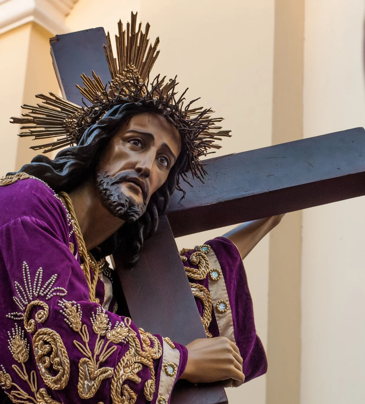 Nazarene Church of Santa Barbara in front of the cathedral during a procession in Maracaibo.