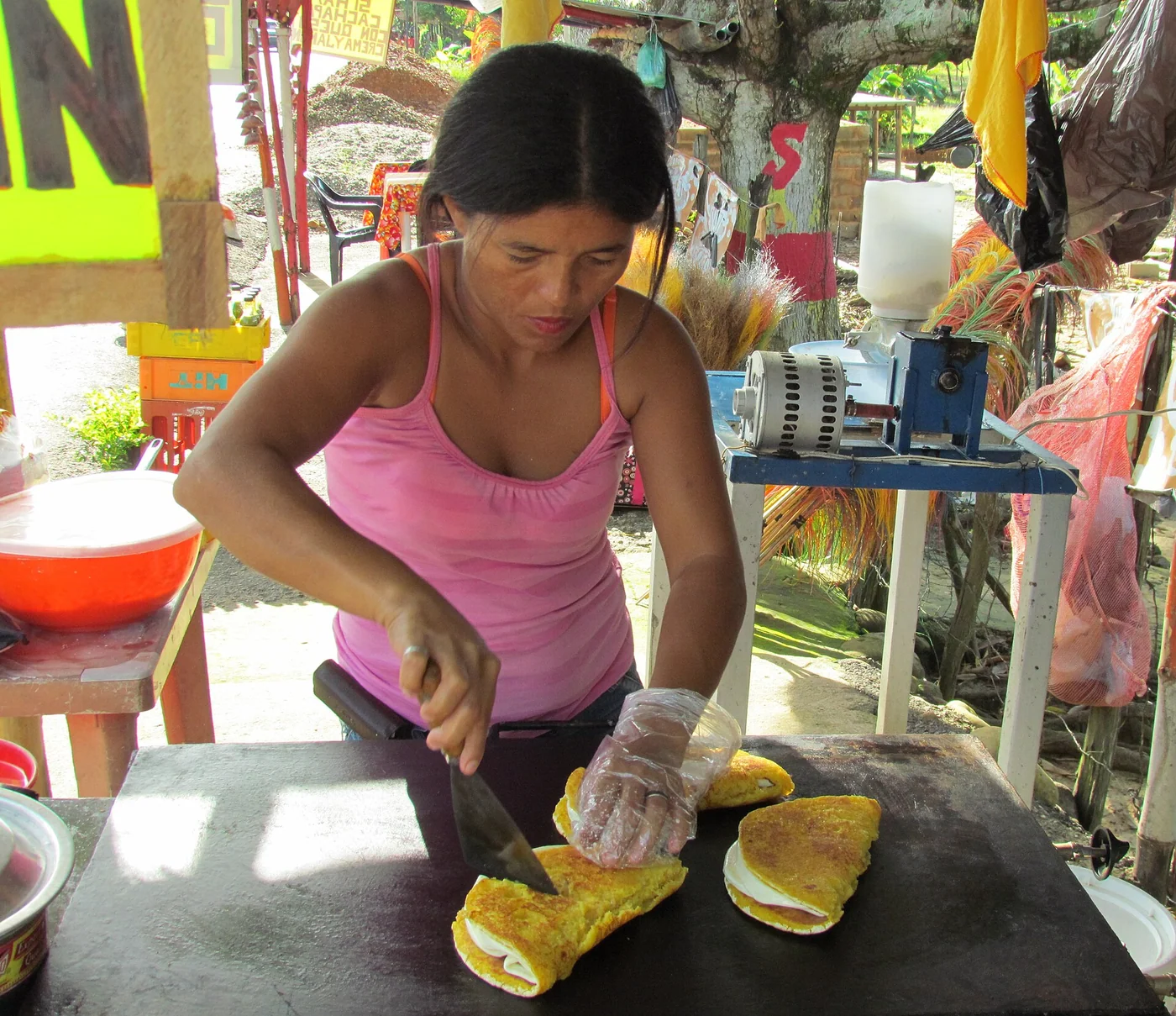Cooking a cachapa from Zulia, Venezuela