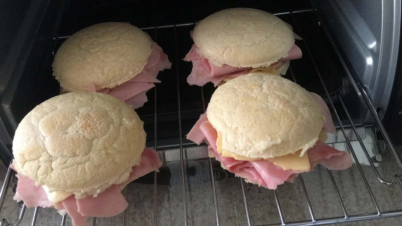 Delicious homemade arepas filled with ham & cheese. Merida, Venezuela