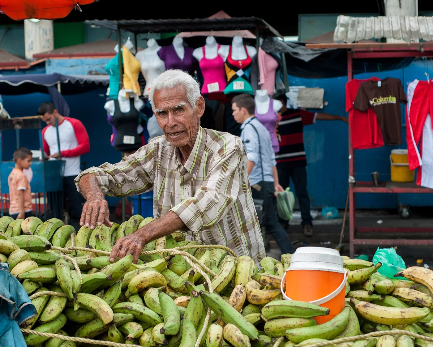 Banana vendor at a flea market in Maracaibo, Venezuela.