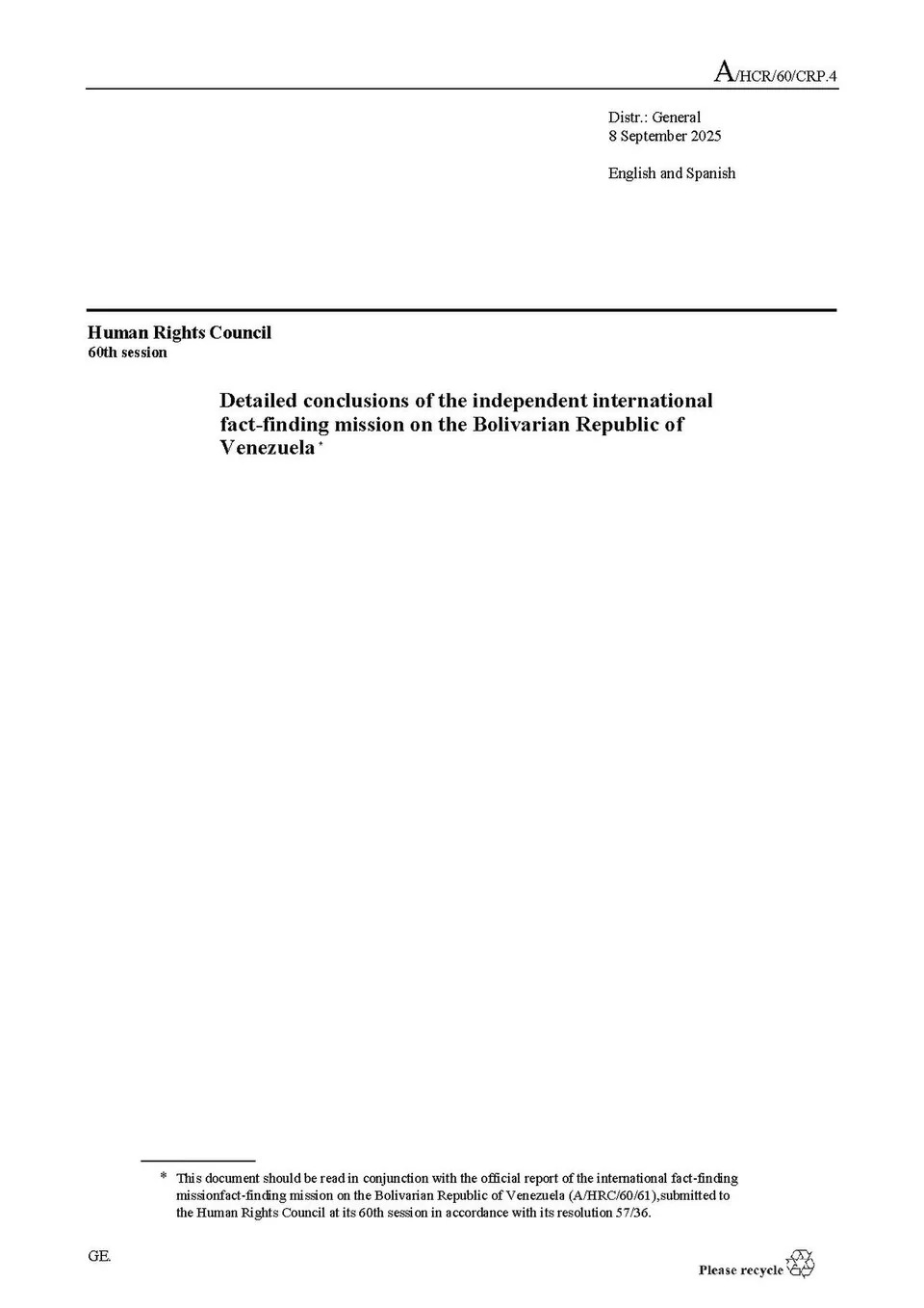 (2025) Detailed conclusions of the independent international fact-finding mission on the Bolivarian Republic of Venezuela